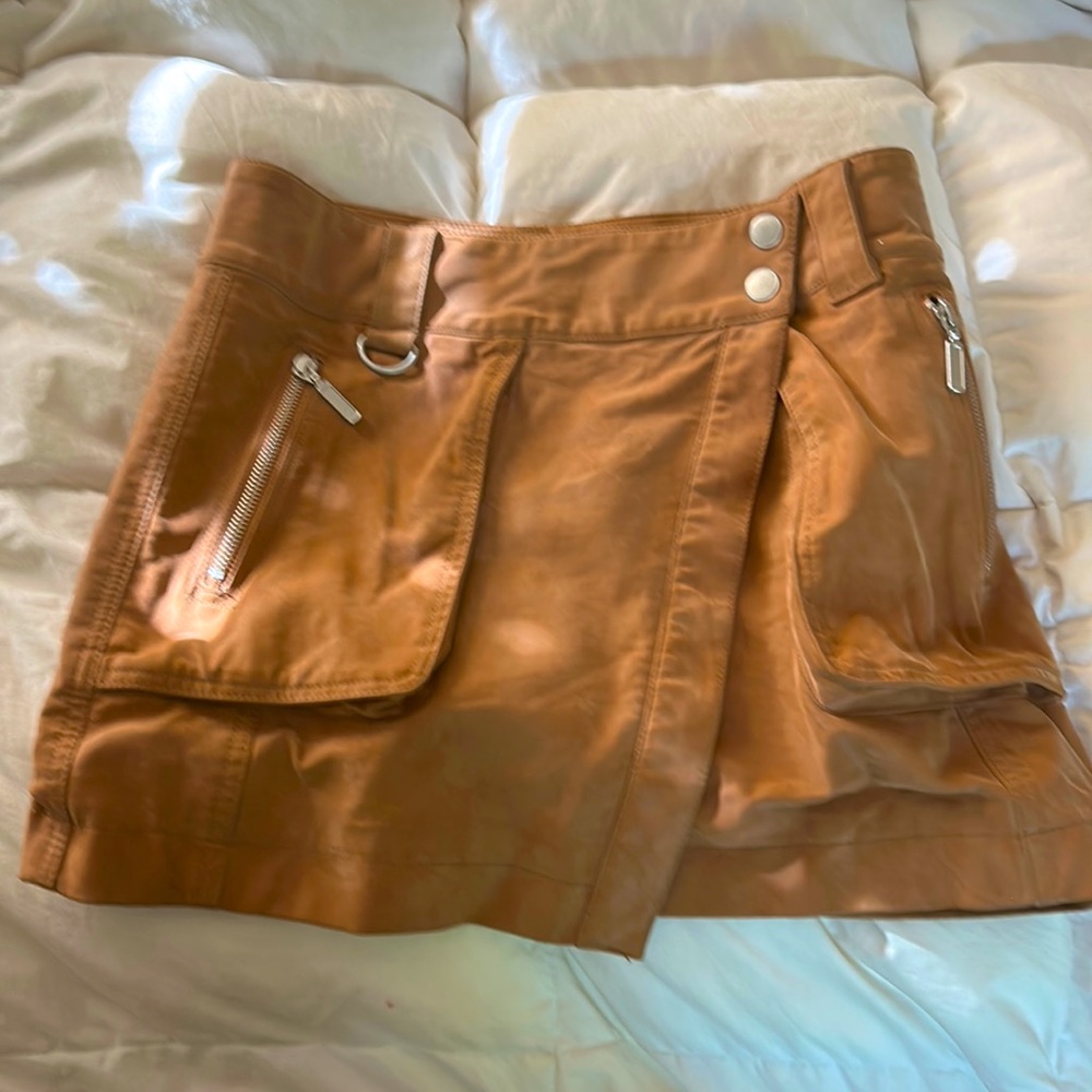 Free people suede brown tan wrap skirt size 4